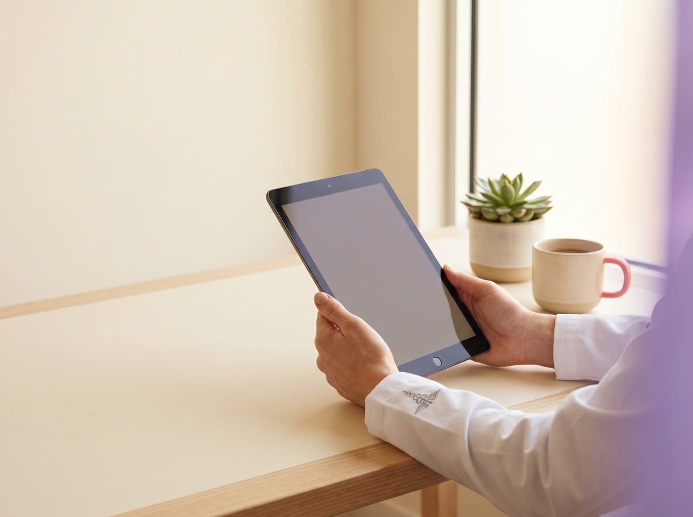 Profesional de salud gestionando su agenda en Citamed desde una tablet